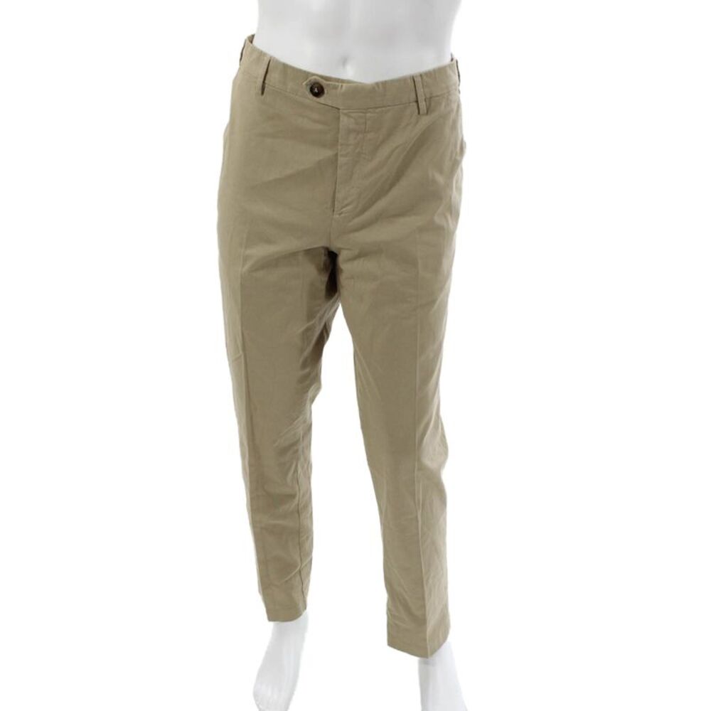 Canali Men Beige Chino Pants Button Closure 98% Cotton Size 54